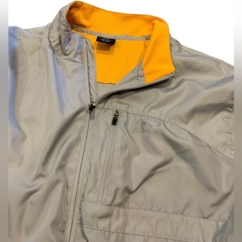 Starter Athletic Windbreaker Jacket Men’s Size M Gray‎ Orange Full Zip